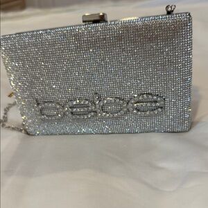 Bebe Sparkling Silver Clutch
